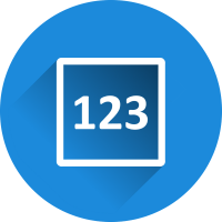 blue circle with a white box and the text 123